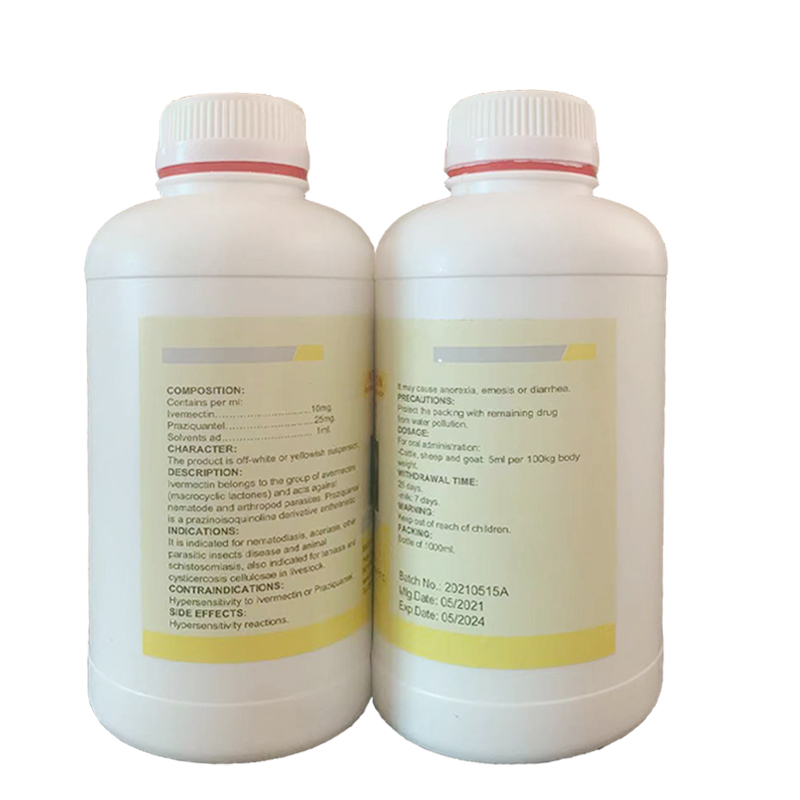 veterinary medicine Praziquantel 2.5% & Ivermectin 1% Oral Solution for poultry and livestock use